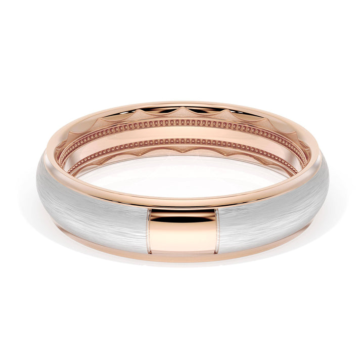 Rounded Brush Finish Wedding Band in 18kt Rose Gold & Platinum
