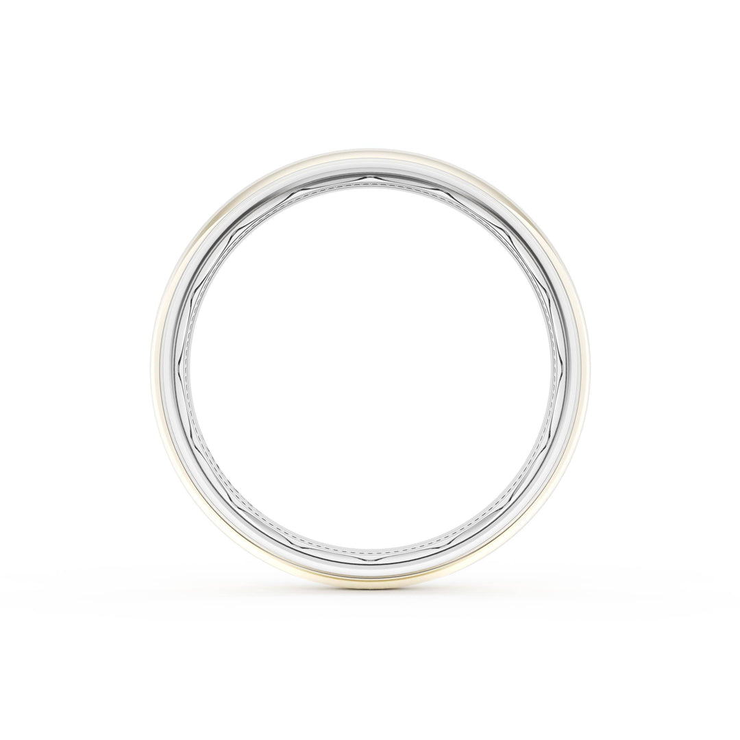 Rounded High Polish Finish Wedding Band in 18kt White Gold & 18kt Yellow Gold