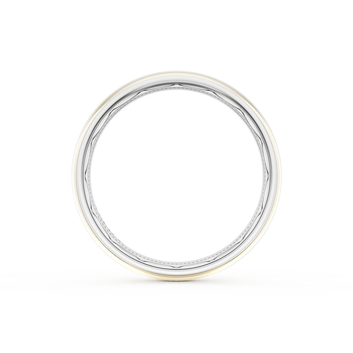 Rounded High Polish Finish Wedding Band in 18kt White Gold & 18kt Yellow Gold