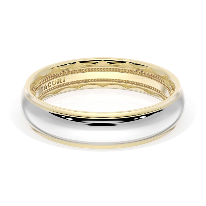 Rounded High Polish Finish Wedding Band in 18kt Yellow Gold & 18kt White Gold