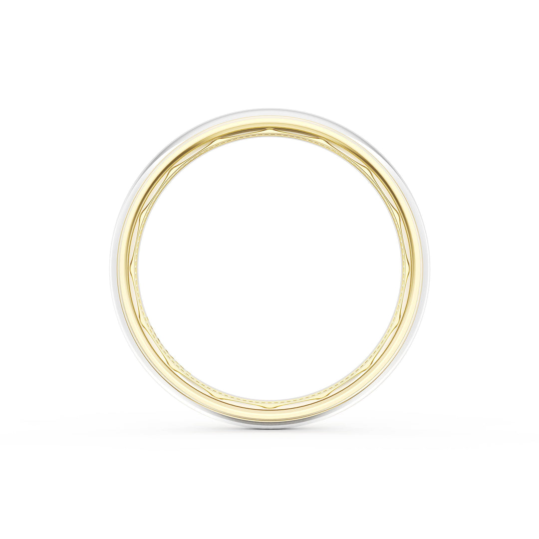 Rounded High Polish Finish Wedding Band in 18kt Yellow Gold & 18kt White Gold