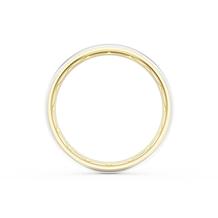 Rounded High Polish Finish Wedding Band in 18kt Yellow Gold & 18kt White Gold