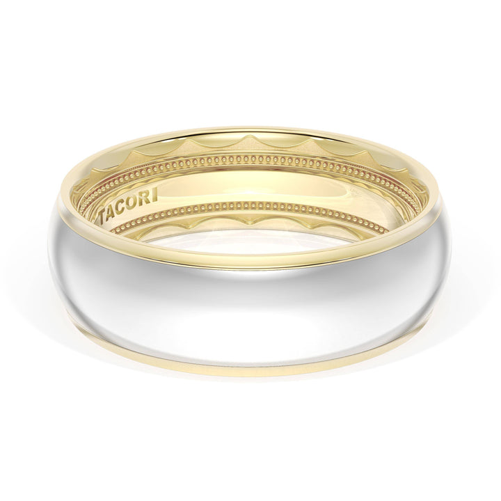 Rounded High Polish Finish Wedding Band in 18kt Yellow Gold & 18kt White Gold