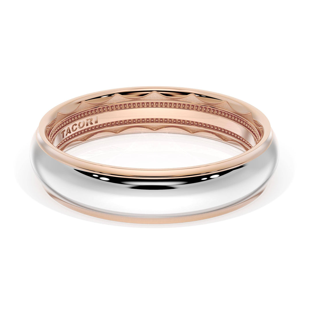 Rounded High Polish Finish Wedding Band in 18kt Rose Gold & 18kt White Gold