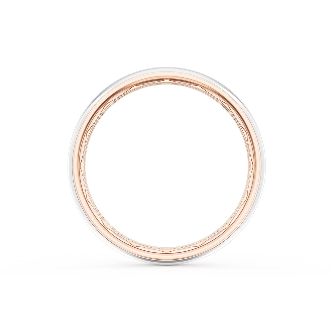 Rounded High Polish Finish Wedding Band in 18kt Rose Gold & 18kt White Gold