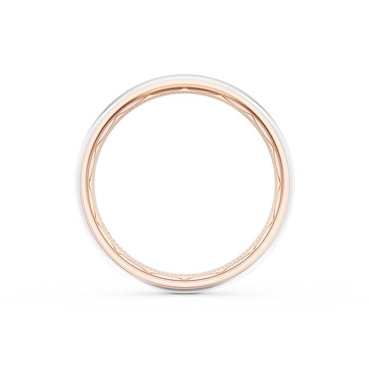 Rounded High Polish Finish Wedding Band in 18kt Rose Gold & 18kt White Gold