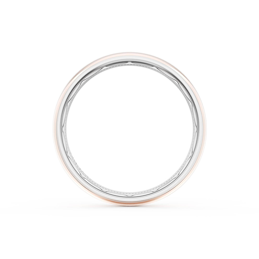 Rounded High Polish Finish Wedding Band in Platinum & 18kt Rose Gold