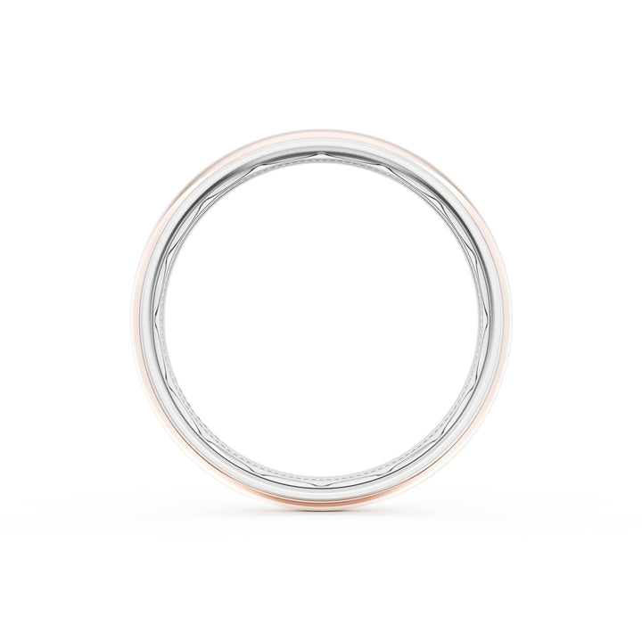 Rounded High Polish Finish Wedding Band in Platinum & 18kt Rose Gold