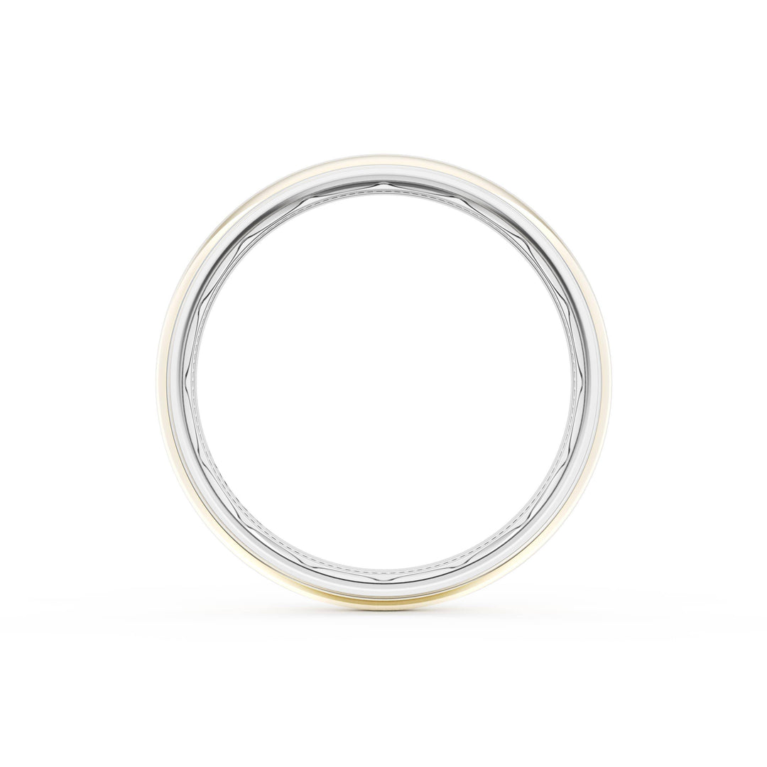 Rounded High Polish Finish Wedding Band in Platinum & 18kt Yellow Gold