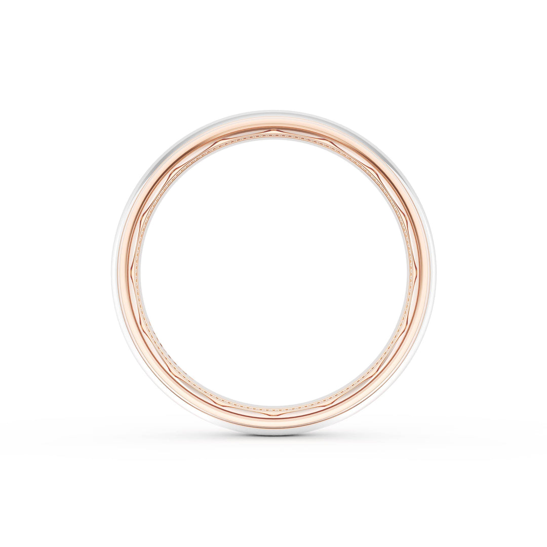 Rounded High Polish Finish Wedding Band in 18kt Rose Gold & Platinum