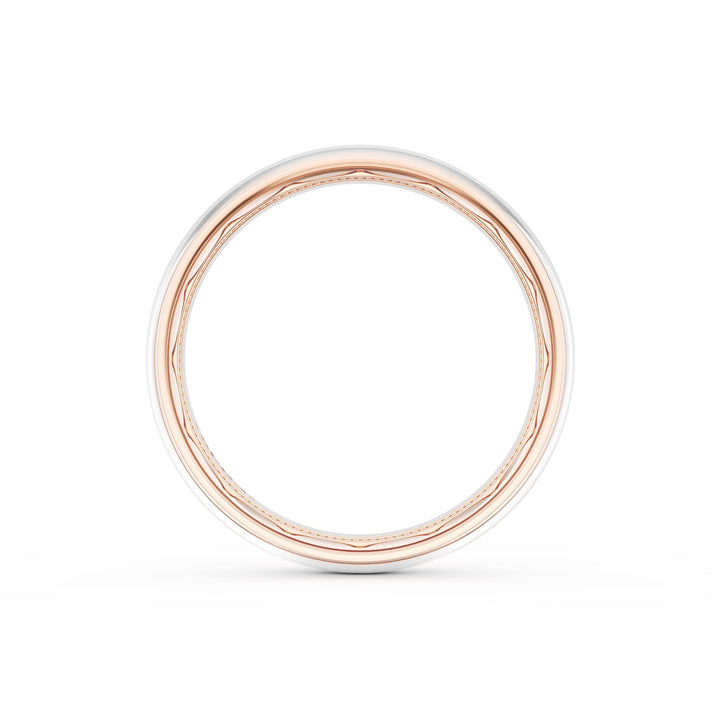 Rounded High Polish Finish Wedding Band in 18kt Rose Gold & Platinum