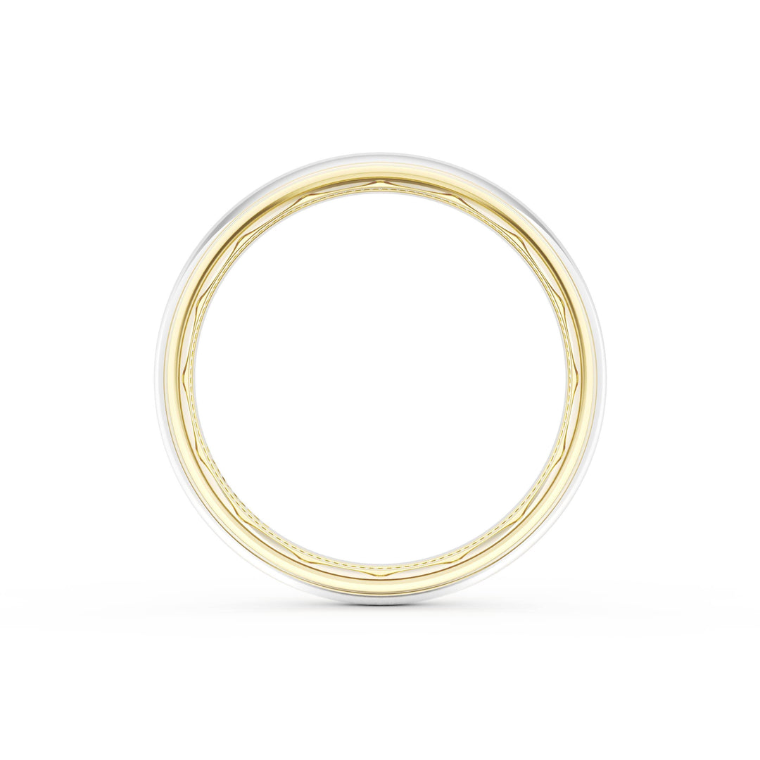 Rounded High Polish Finish Wedding Band in 18kt Yellow Gold & Platinum