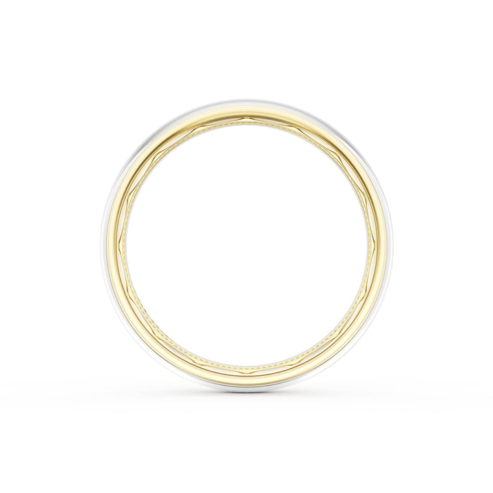 Rounded High Polish Finish Wedding Band in 18kt Yellow Gold & Platinum