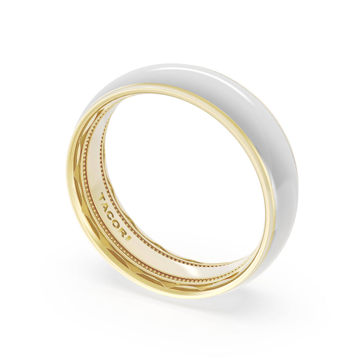 Rounded High Polish Finish Wedding Band in 18kt Yellow Gold & Platinum