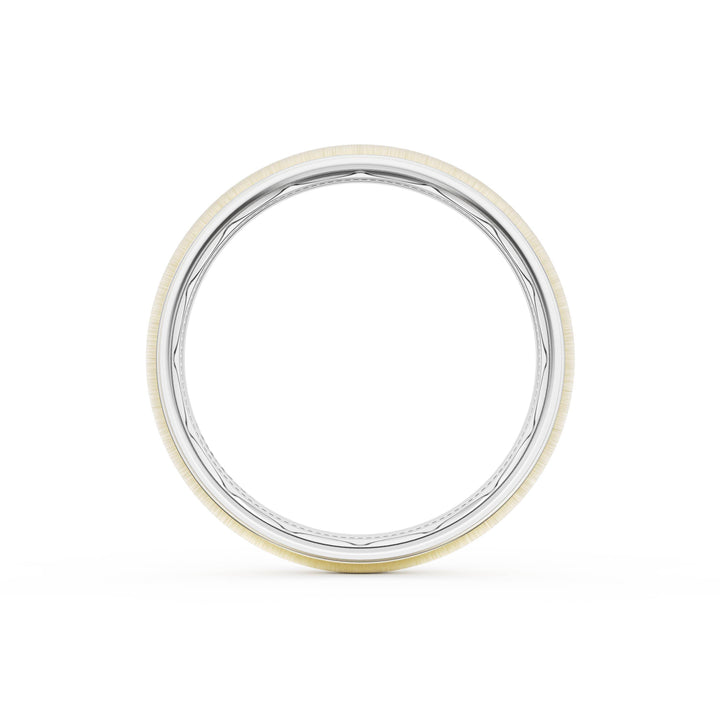 Rounded Satin Finish Wedding Band in 18kt White Gold & 18kt Yellow Gold