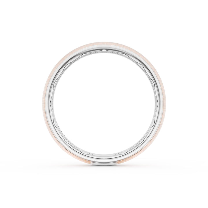 Rounded Satin Finish Wedding Band in 18kt White Gold & 18kt Rose Gold
