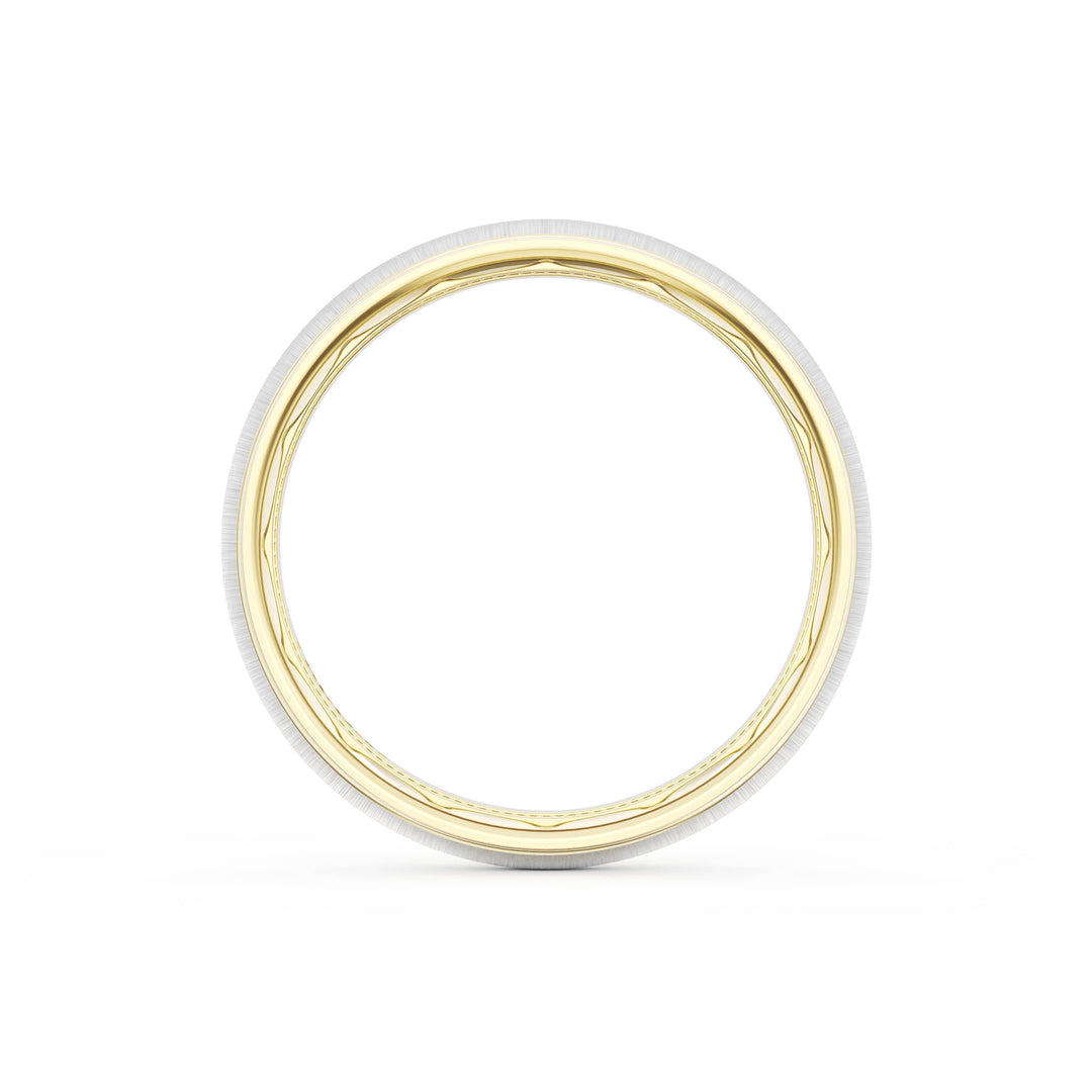 Rounded Satin Finish Wedding Band in 18kt Yellow Gold & 18kt White Gold