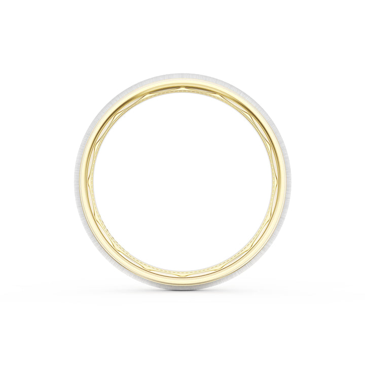 Rounded Satin Finish Wedding Band in 18kt Yellow Gold & 18kt White Gold