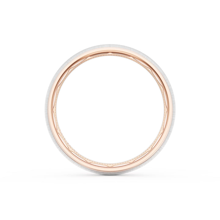 Rounded Satin Finish Wedding Band in 18kt Rose Gold & 18kt White Gold
