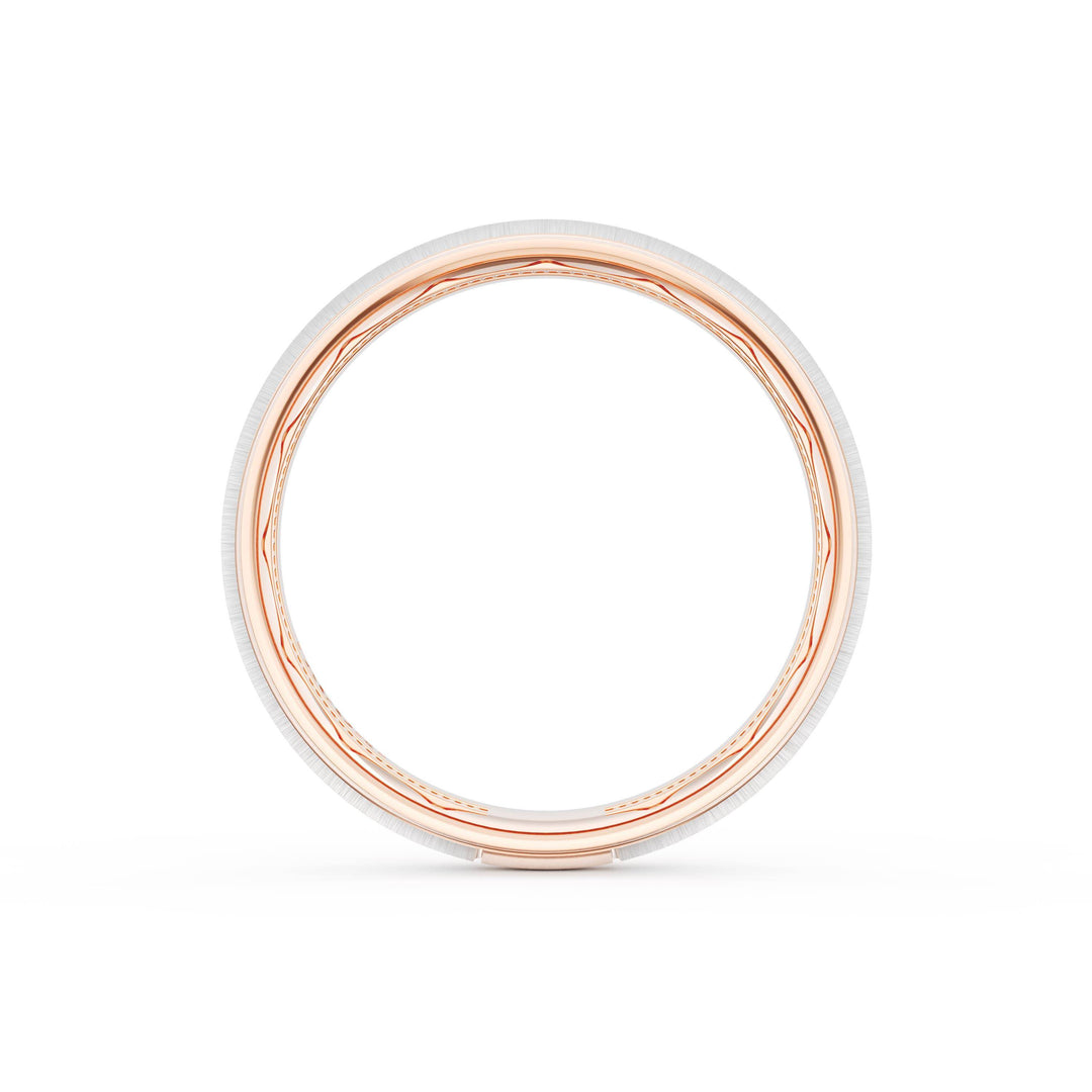 Rounded Satin Finish Wedding Band in 18kt Rose Gold & 18kt White Gold