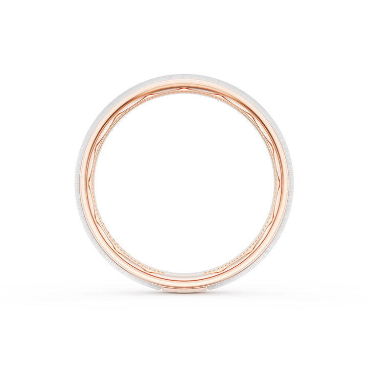 Rounded Satin Finish Wedding Band in 18kt Rose Gold & 18kt White Gold