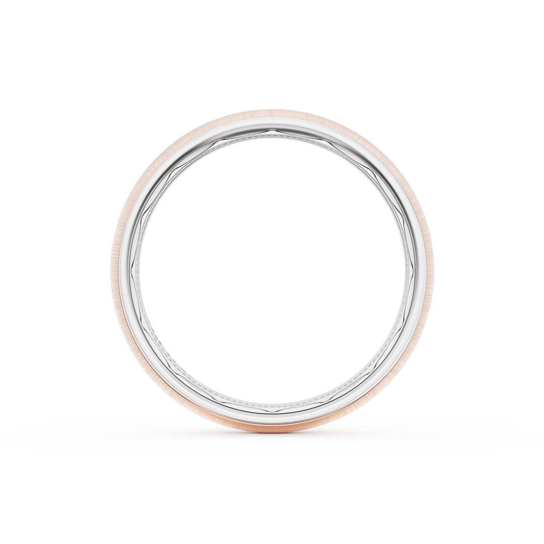 Rounded Satin Finish Wedding Band in Platinum & 18kt Rose Gold
