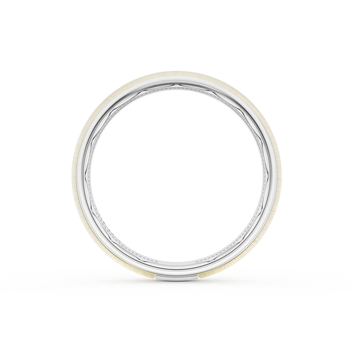 Rounded Satin Finish Wedding Band in Platinum & 18kt Yellow Gold