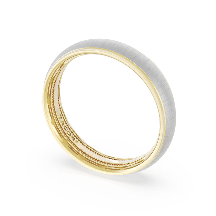 Rounded Satin Finish Wedding Band in 18kt Yellow Gold & Platinum
