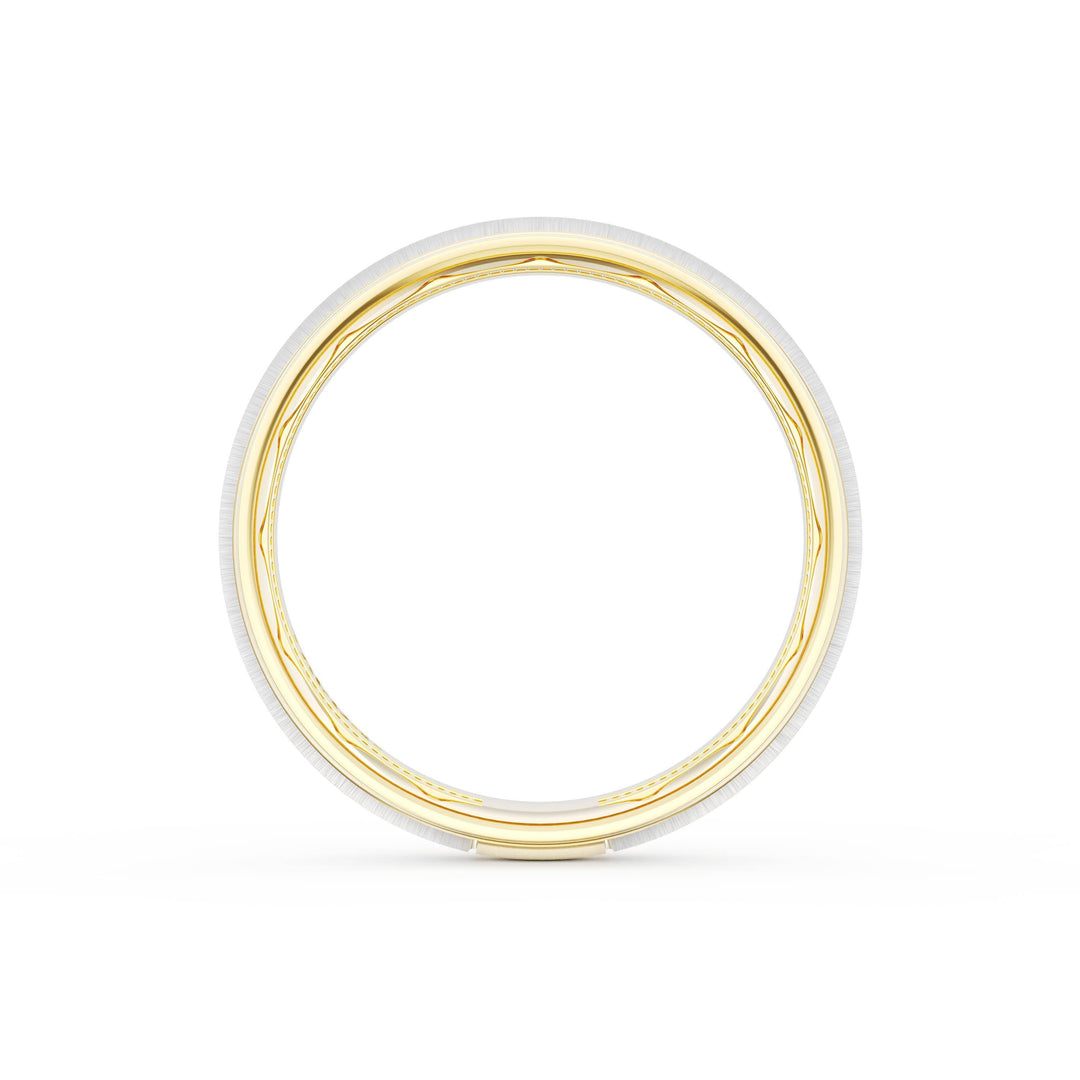 Rounded Satin Finish Wedding Band in 18kt Yellow Gold & Platinum