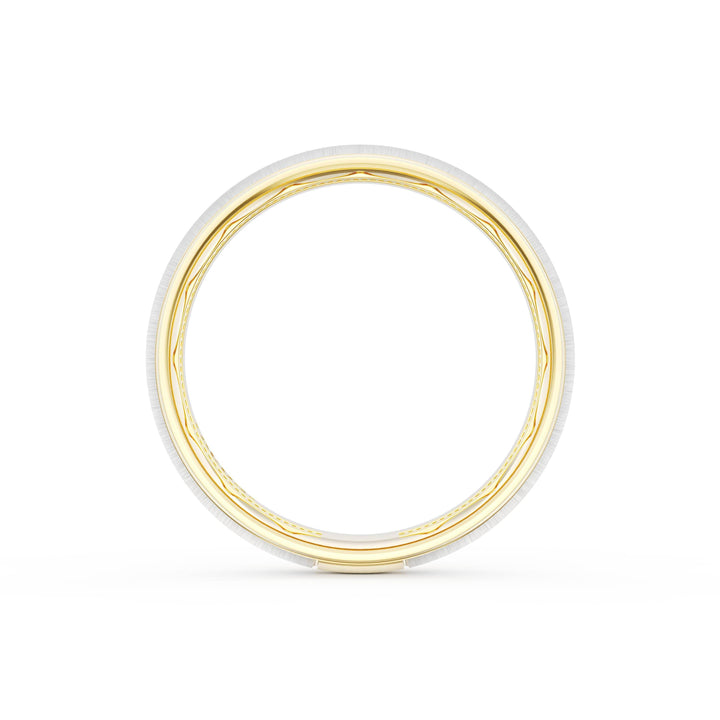Rounded Satin Finish Wedding Band in 18kt Yellow Gold & Platinum