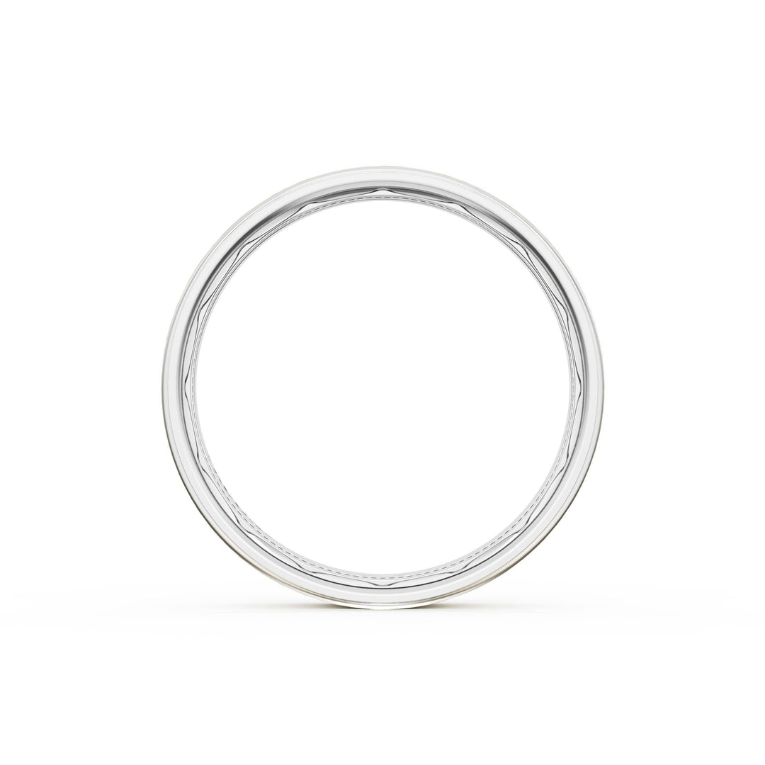 Flat Brush Finish Wedding Band in 18kt White Gold & 18kt Yellow Gold
