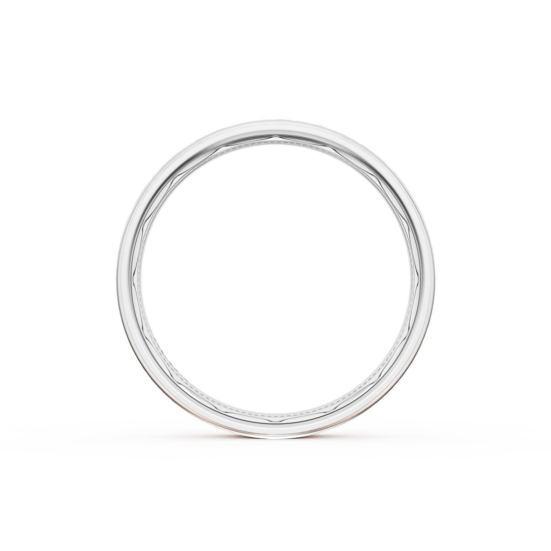 Flat Brush Finish Wedding Band in 18kt White Gold & 18kt Rose Gold