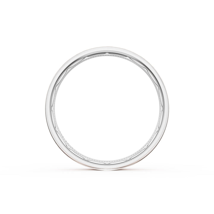 Flat Brush Finish Wedding Band in 18kt White Gold & 18kt Rose Gold