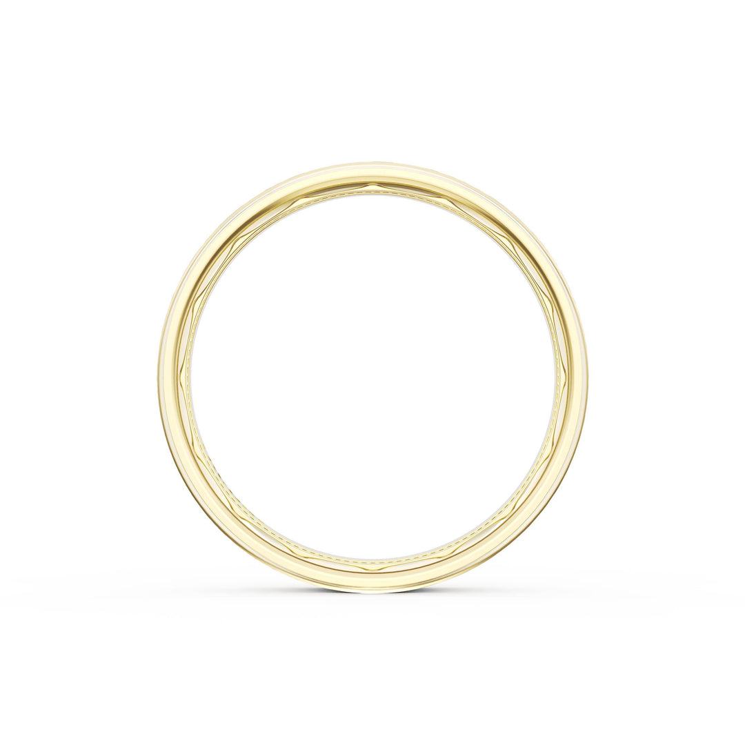 Flat Brush Finish Wedding Band in 18kt Yellow Gold & 18kt White Gold