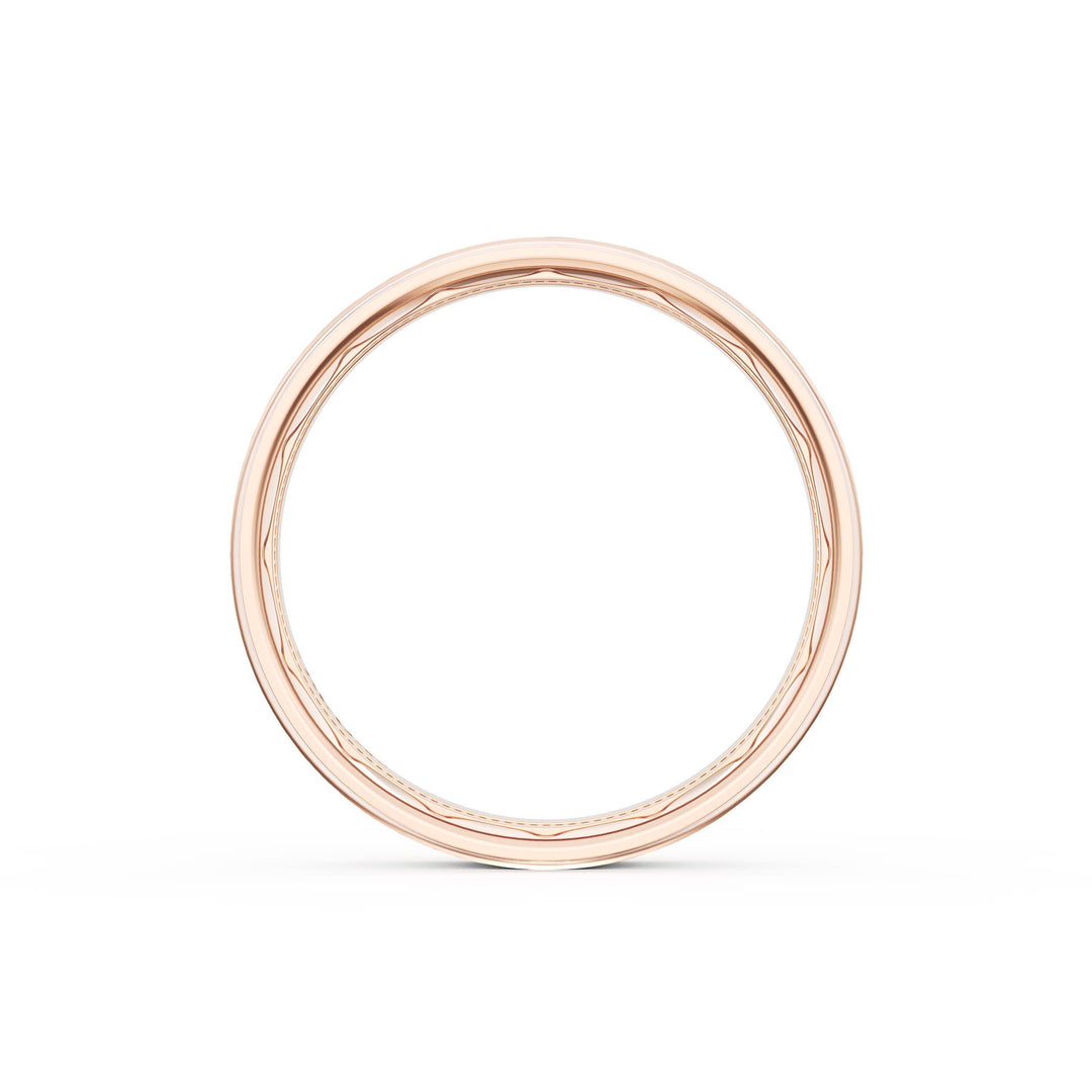 Flat Brush Finish Wedding Band in 18kt Rose Gold & 18kt White Gold