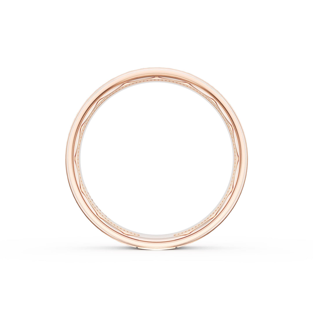 Flat Brush Finish Wedding Band in 18kt Rose Gold & 18kt White Gold