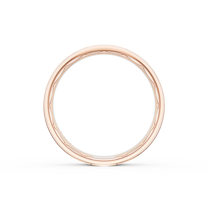 Flat Brush Finish Wedding Band in 18kt Rose Gold & 18kt White Gold
