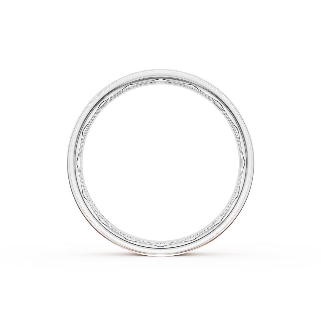 Flat Brush Finish Wedding Band in Platinum & 18kt Rose Gold
