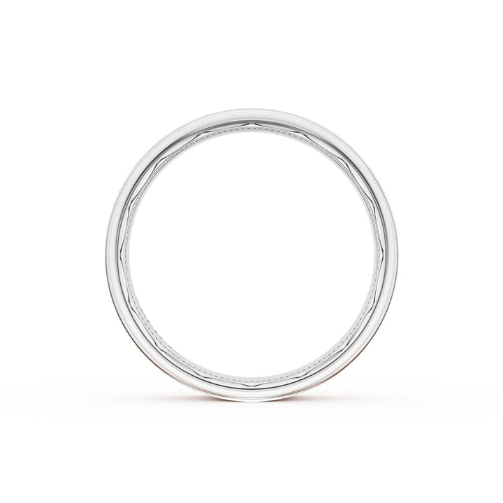 Flat Brush Finish Wedding Band in Platinum & 18kt Rose Gold