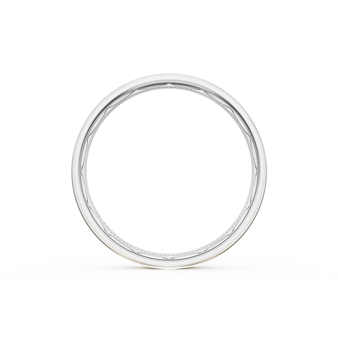 Flat High Polish Finish Wedding Band in 18kt White Gold & 18kt Yellow Gold