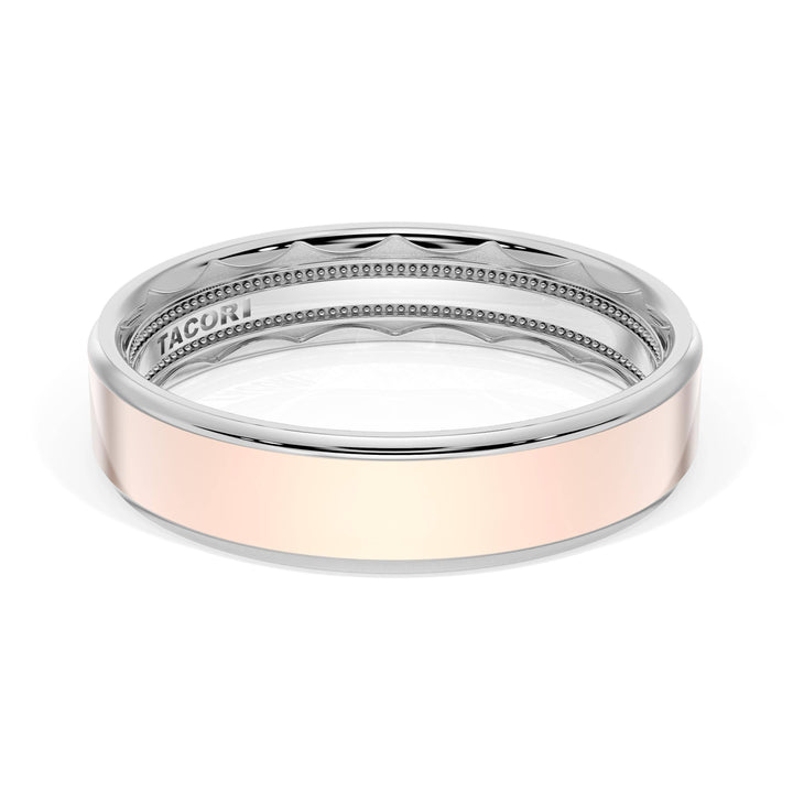 Flat High Polish Finish Wedding Band in 18kt White Gold & 18kt Rose Gold