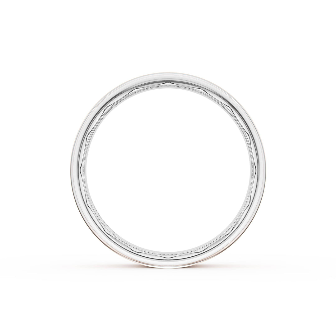 Flat High Polish Finish Wedding Band in 18kt White Gold & 18kt Rose Gold