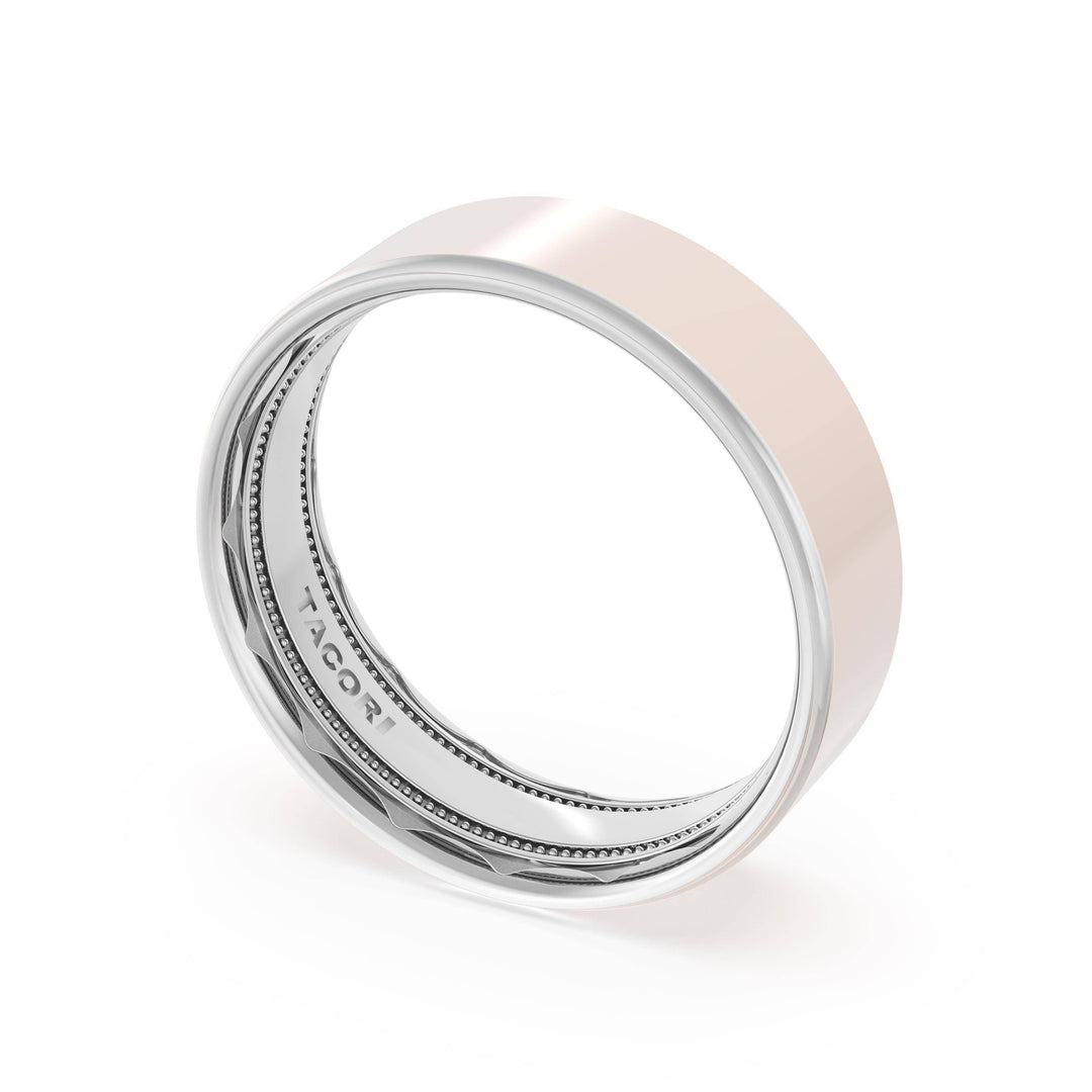 Flat High Polish Finish Wedding Band in 18kt White Gold & 18kt Rose Gold