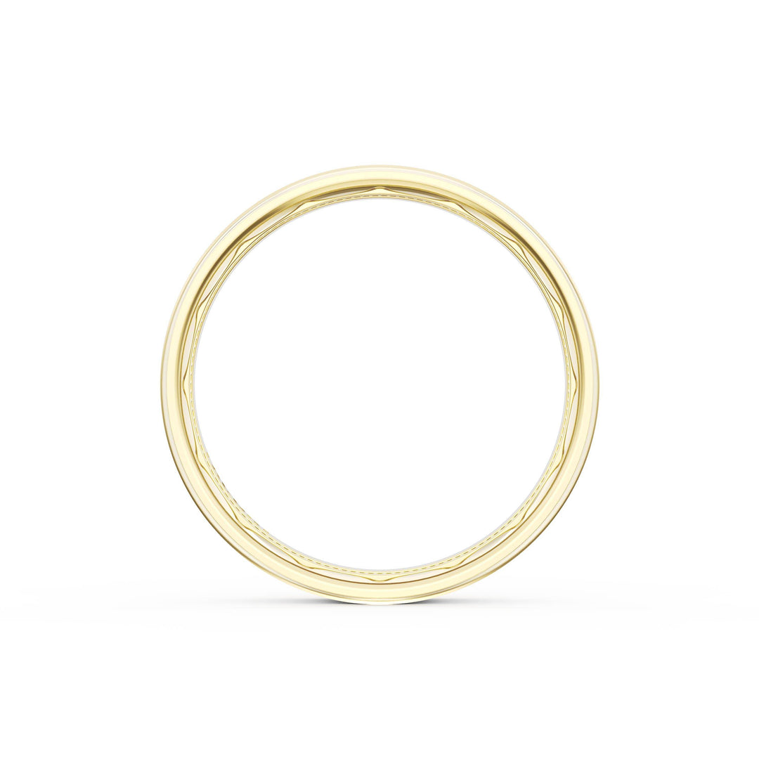 Flat High Polish Finish Wedding Band in 18kt Yellow Gold & 18kt White Gold