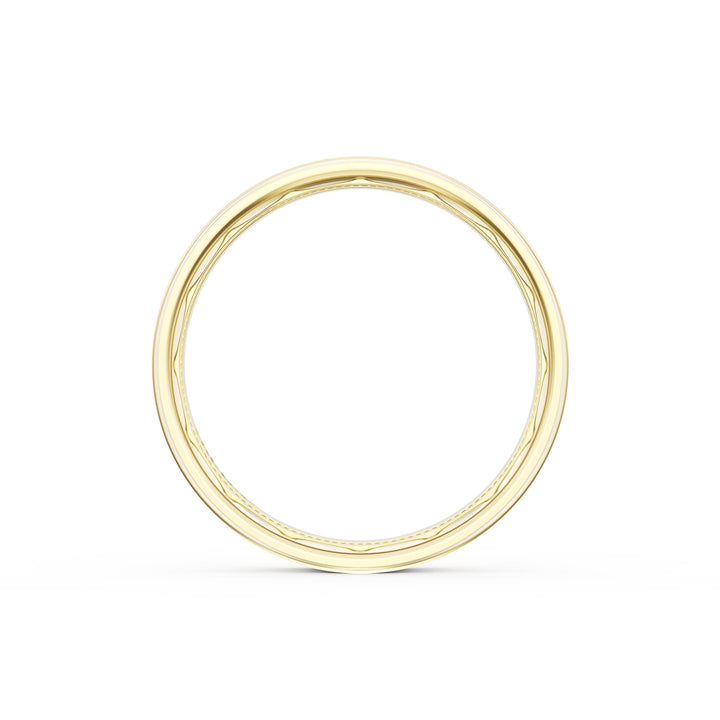 Flat High Polish Finish Wedding Band in 18kt Yellow Gold & 18kt White Gold