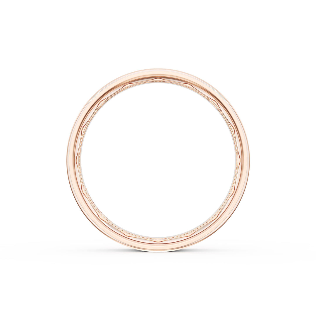 Flat High Polish Finish Wedding Band in 18kt Rose Gold & 18kt White Gold
