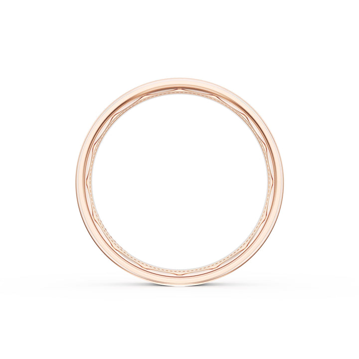 Flat High Polish Finish Wedding Band in 18kt Rose Gold & 18kt White Gold