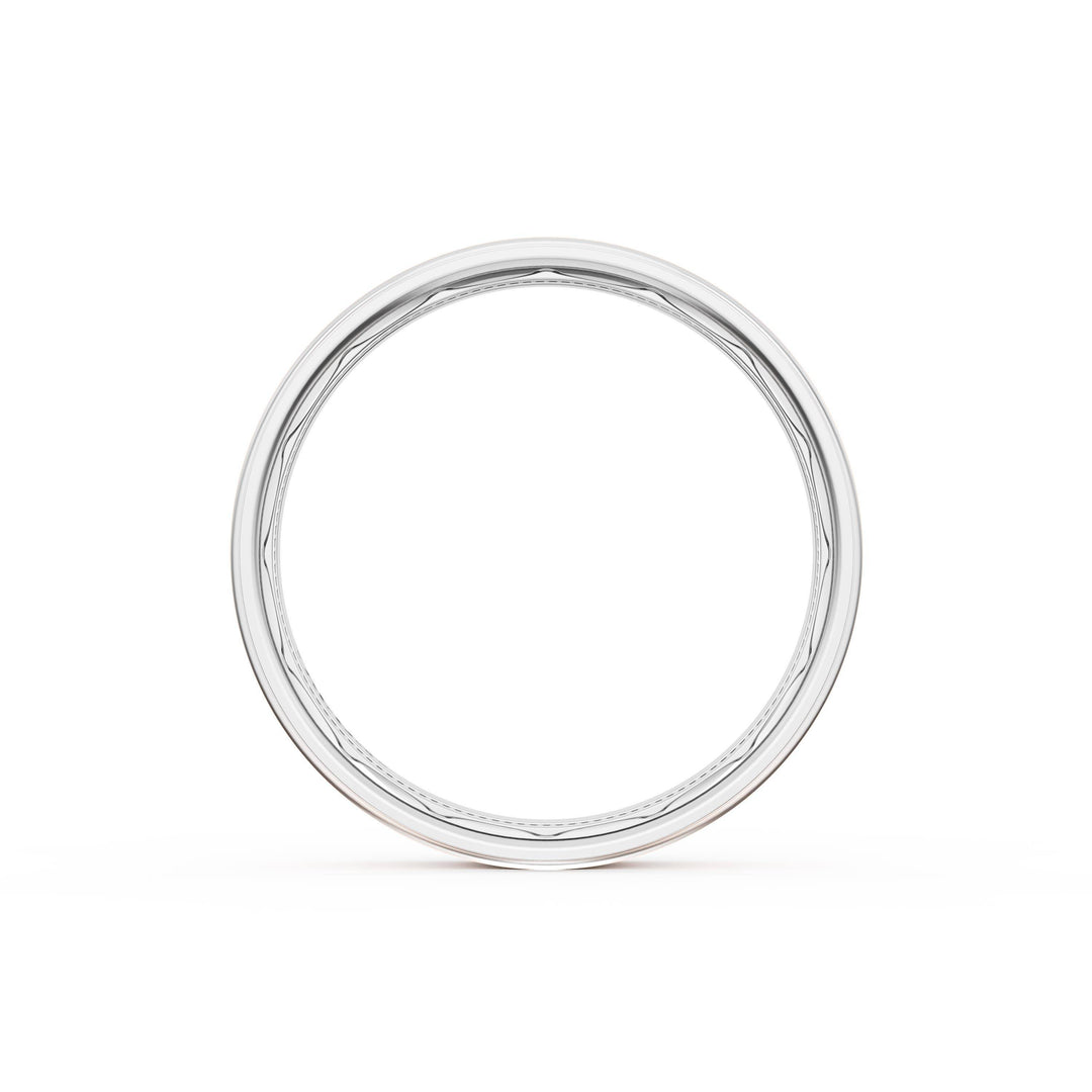 Flat High Polish Finish Wedding Band in Platinum & 18kt Rose Gold