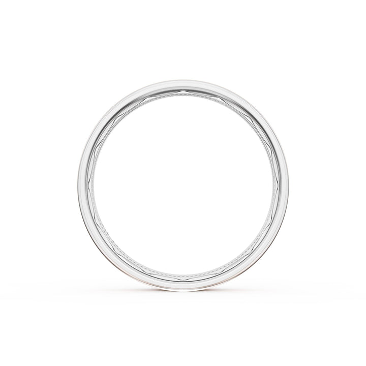 Flat High Polish Finish Wedding Band in Platinum & 18kt Rose Gold