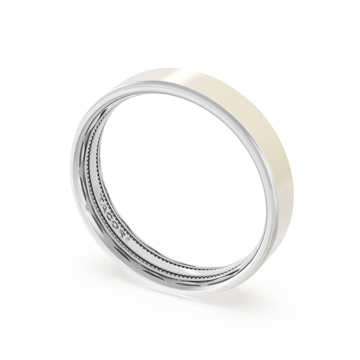 Flat High Polish Finish Wedding Band in Platinum & 18kt Yellow Gold